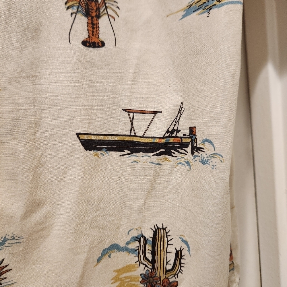 Salty Crew Men’s XL Hawaiian Fishing Shirt Boats Lobsters Surf Tropical Print - Picture 8 of 16